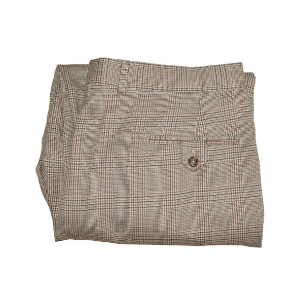 Tommy Hilfiger Pleated Khaki Plaid Pants Men's Size 36X29 Valentines Day Wool - Picture 3 of 6